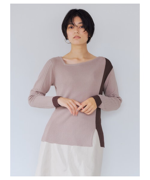 YECCA VECCA（イェッカヴェッカ）の「≪USED≫2col.アシメネックリブニット（トップス・ベージュ/グリーン・F）」の15枚目の写真