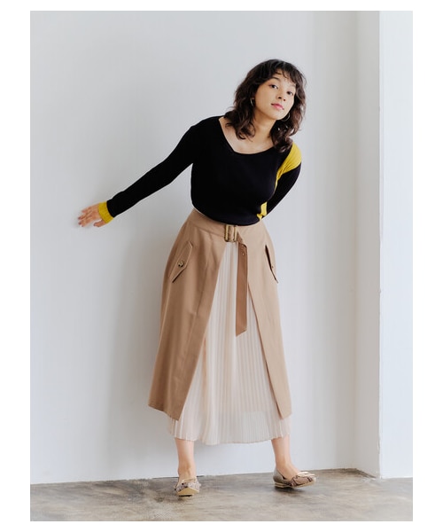 YECCA VECCA（イェッカヴェッカ）の「≪USED≫2col.アシメネックリブニット（トップス・ベージュ/グリーン・F）」の6枚目の写真