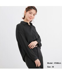 GU（ジーユー）の「シアーオーバーサイズシャツ(長袖)Q（長袖・レディース）」