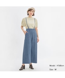 FIRMUM サスペンダー付きデニムワイドパンツ 楽天市場】atONE 取り外せるサスペンダーデニムワイドパンツ