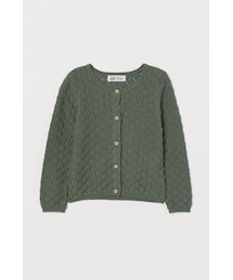 H&M | H&M - テクスチャードニットカーディガン - グリーン(カーディガン/ボレロ)