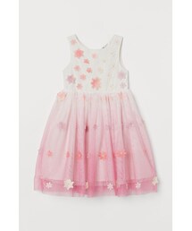 H&M（エイチ・アンド・エム）の「H&M - モチーフチュールワンピース - ホワイト（ワンピース・キッズ）」