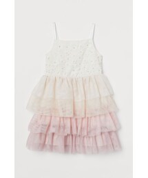 H&M（エイチ・アンド・エム）の「H&M - グリッターチュールワンピース - ホワイト（ワンピース・キッズ）」