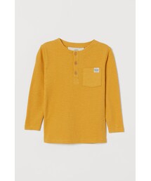 H&M（エイチ・アンド・エム）の「H&M - ワッフルヘンリーネックトップス - イエロー（シャツ/ブラウス・キッズ）」