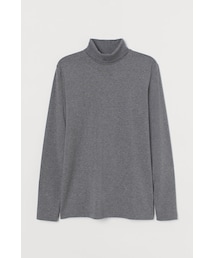 H&M | H&M - スリムフィット タートルネックトップス - グレー(Tシャツ/カットソー)