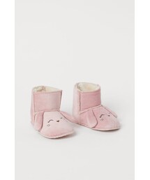 H&M - フェイクシアリングラインドルームブーツ - ピンク