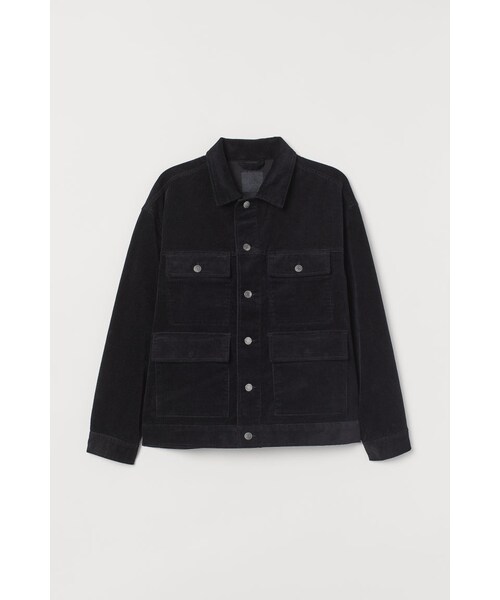 H M エイチ アンド エム の H M コーデュロイジャケット ブラック ダウンジャケット コート Wear