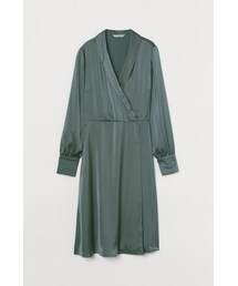 H&M - ショールカラーラップドレス - グリーン