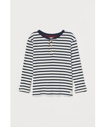 H&M（エイチ・アンド・エム）の「H&M - リブコットンヘンリーネックトップス - ホワイト（シャツ/ブラウス・キッズ）」