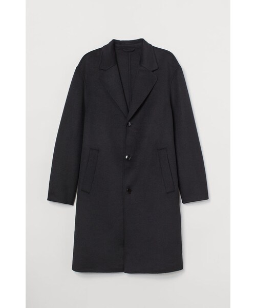 H&M(エイチ・アンド・エム)の「H&M - ウールブレンドコート - ブラック(ダウンジャケット/コート・メンズ・ブラック・50)」の1枚目の写真