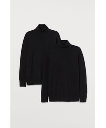 H&M - タートルネックセーター 2枚セット - ブラック