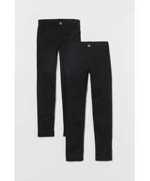 H&M（エイチ・アンド・エム）の「H&M - スキニーフィットラインドデニム 2本セット - ブラック（その他パンツ・キッズ）」