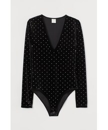H&M | H&M - Vネックボディスーツ - ブラック(シャツ/ブラウス)