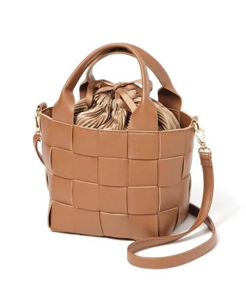 mysty woman（ミスティウーマン）の「【先行予約】メッシュインキンチャクバッグ（バッグ・レディース・アイボリー/ブラック/ライトブラウン・F）」の8枚目の写真