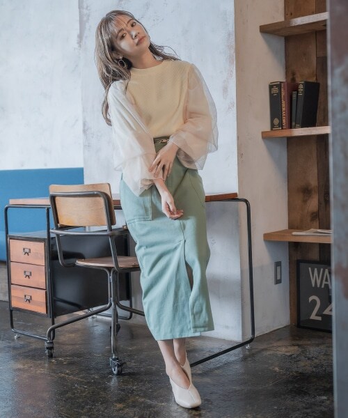 mysty woman（ミスティウーマン）の「【先行予約】深めスクエアパンプス（シューズ・レディース・アイボリー/ブラック/ライトグリーン・M, L）」の5枚目の写真