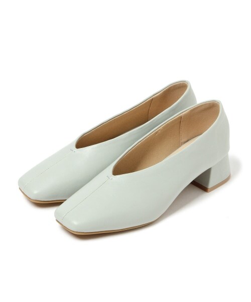 mysty woman（ミスティウーマン）の「【先行予約】深めスクエアパンプス（シューズ・レディース・アイボリー/ブラック/ライトグリーン・M, L）」の16枚目の写真