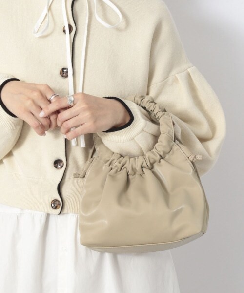 Heather（ヘザー）の「ギャザーハンドルＢＡＧ（バッグ・ホワイト/ベージュ/ライラック）」の2枚目の写真
