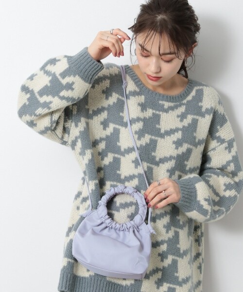 Heather（ヘザー）の「ギャザーハンドルＢＡＧ（バッグ・ホワイト/ベージュ/ライラック）」の6枚目の写真