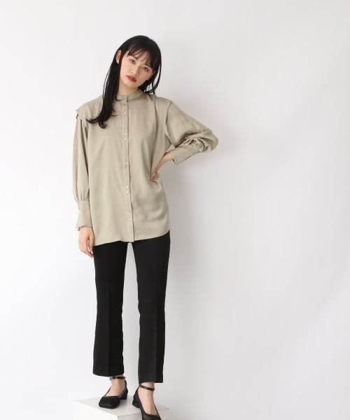 JEANASIS（ジーナシス）の「ハイウエストスリムフレアカラーパンツ（パンツ・アイボリー()/ブラック()/グリーン()/チェリーレッド()）」の7枚目の写真