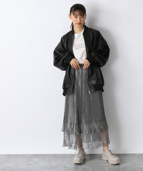 JEANASIS(ジーナシス)の「シアーシャイニーレイヤースカート(スカート・ブラック()/シルバー())」の4枚目の写真