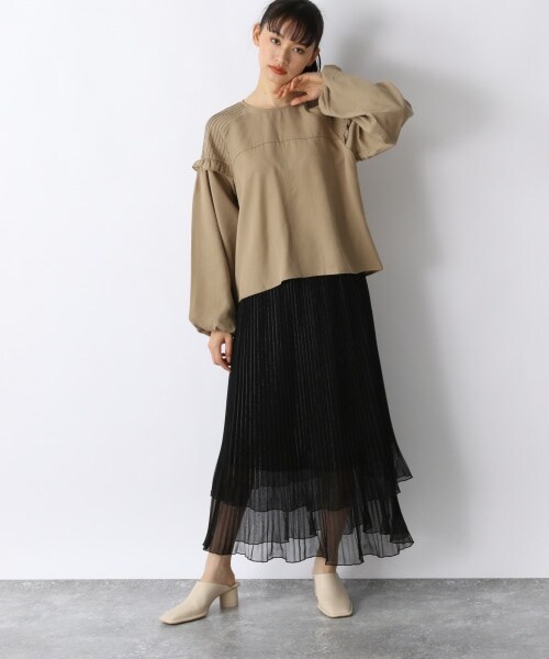 JEANASIS(ジーナシス)の「シアーシャイニーレイヤースカート(スカート・ブラック()/シルバー())」の3枚目の写真