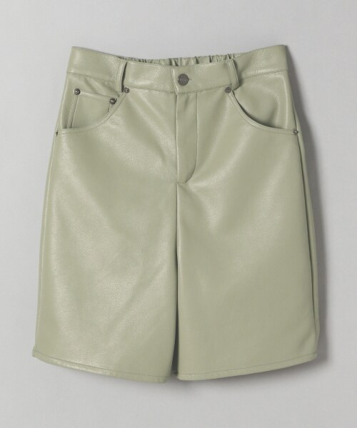 JEANASIS（ジーナシス）の「レザーバックキリカエショートパンツ（パンツ・ブラック()/グリーン()）」の2枚目の写真