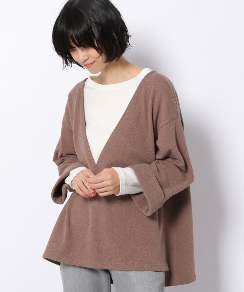 LAKOLE（ラコレ）の「アルパカタッチディープVネックプルオーバー（トップス・ライトグレー()/ブラック()/ライトブラウン()）」の21枚目の写真