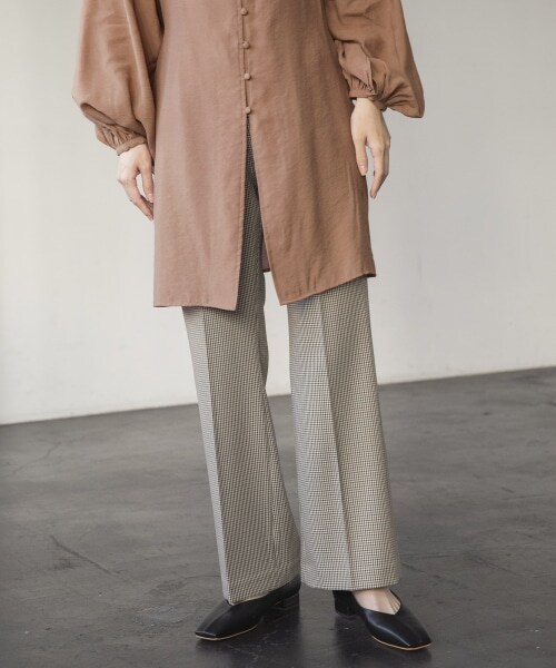 ローリーズファーム ラナテックフレアパンツブラウンチェック LOWRYS