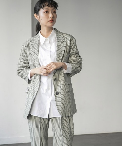 LOWRYS FARM（ローリーズファーム）の「ラナテックテーラードジャケット（ジャケット/アウター・アイボリー/グレーチェック/ブラウンチェック/グリーン）」の8枚目の写真