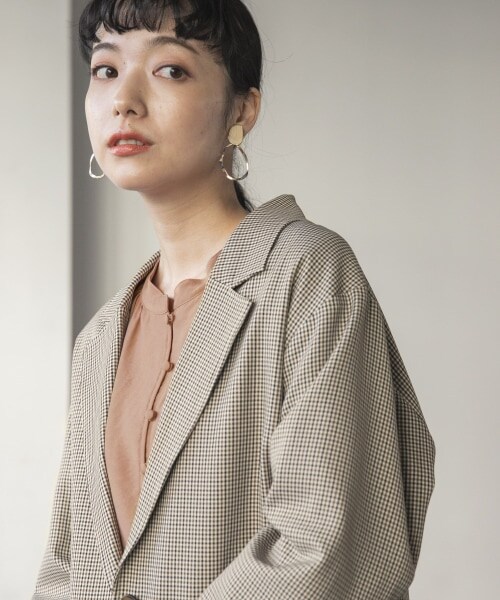 LOWRYS FARM（ローリーズファーム）の「ラナテックテーラードジャケット（ジャケット/アウター・アイボリー/グレーチェック/ブラウンチェック/グリーン）」の11枚目の写真