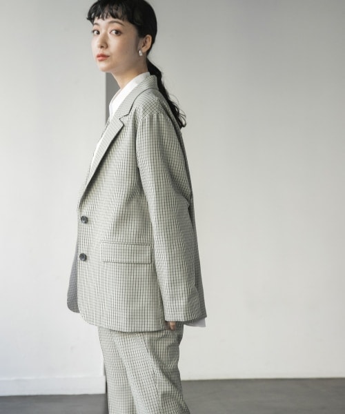 LOWRYS FARM（ローリーズファーム）の「ラナテックテーラードジャケット（ジャケット/アウター・アイボリー/グレーチェック/ブラウンチェック/グリーン）」の7枚目の写真