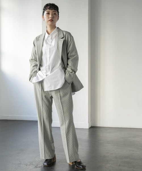 LOWRYS FARM（ローリーズファーム）の「ラナテックテーラードジャケット（ジャケット/アウター・アイボリー/グレーチェック/ブラウンチェック/グリーン）」の5枚目の写真