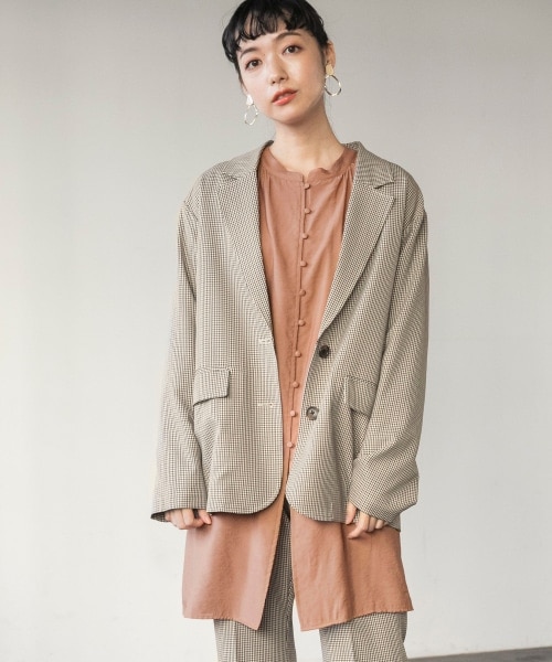 LOWRYS FARM（ローリーズファーム）の「ラナテックテーラードジャケット（ジャケット/アウター・アイボリー/グレーチェック/ブラウンチェック/グリーン）」の3枚目の写真