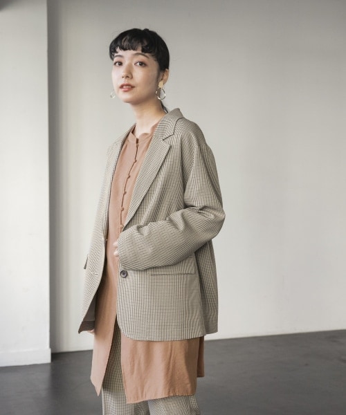 LOWRYS FARM（ローリーズファーム）の「ラナテックテーラードジャケット（ジャケット/アウター・アイボリー/グレーチェック/ブラウンチェック/グリーン）」の10枚目の写真