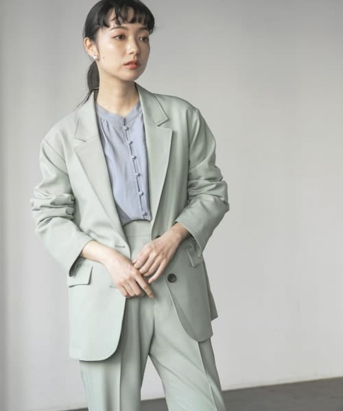 LOWRYS FARM（ローリーズファーム）の「ラナテックテーラードジャケット（ジャケット/アウター・アイボリー/グレーチェック/ブラウンチェック/グリーン）」の4枚目の写真