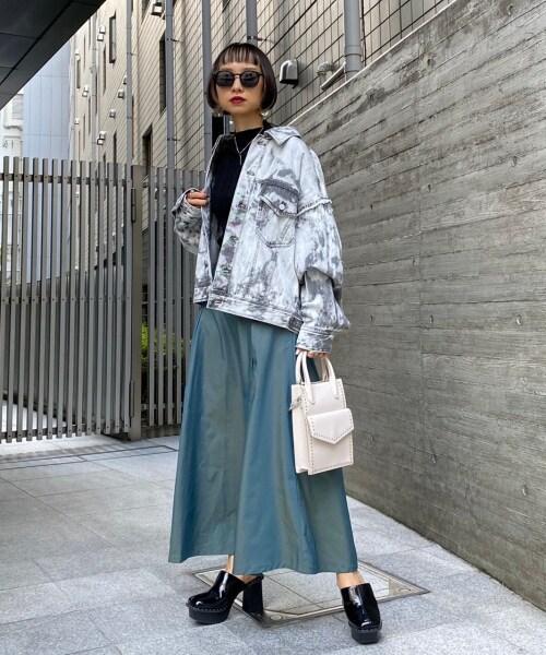 PAGEBOY(ページボーイ)の「シャンブレータックスカート(スカート・モーヴ/グリーン)」の11枚目の写真