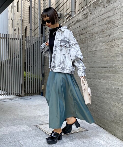 PAGEBOY(ページボーイ)の「シャンブレータックスカート(スカート・モーヴ/グリーン)」の13枚目の写真