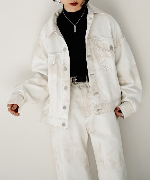 PAGEBOY（ページボーイ）の「アシッドデニムGジャン（ジャケット/アウター・グレー/エクリュ/ブルー）」の12枚目の写真