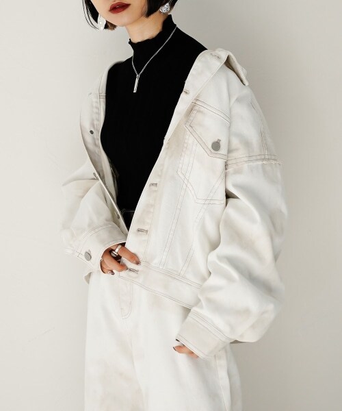 PAGEBOY（ページボーイ）の「アシッドデニムGジャン（ジャケット/アウター・グレー/エクリュ/ブルー）」の2枚目の写真