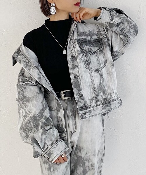 PAGEBOY（ページボーイ）の「アシッドデニムGジャン（ジャケット/アウター・グレー/エクリュ/ブルー）」の4枚目の写真