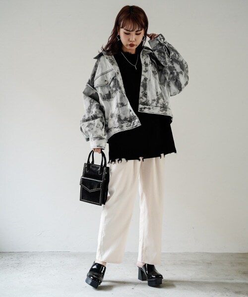 PAGEBOY（ページボーイ）の「アシッドデニムGジャン（ジャケット/アウター・グレー/エクリュ/ブルー）」の8枚目の写真