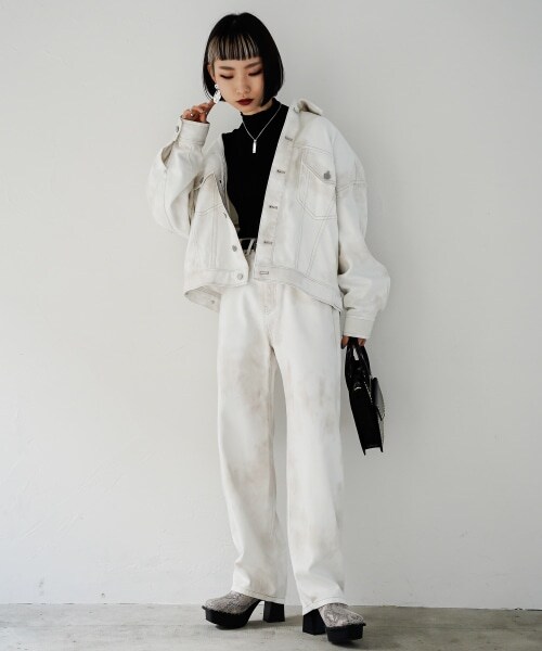 PAGEBOY（ページボーイ）の「アシッドデニムGジャン（ジャケット/アウター・グレー/エクリュ/ブルー）」の14枚目の写真