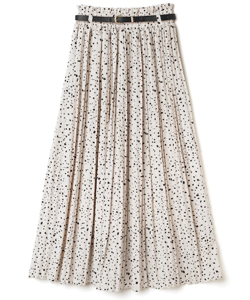 GRL(グレイル)の「ベルト付きドット柄プリーツスカート(スカート・レディース・ベージュ/オフホワイト/ブラック・S)」の2枚目の写真