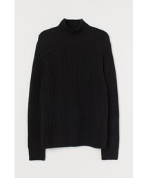 H&M - 襟付きリブニットセーター - ブラック
