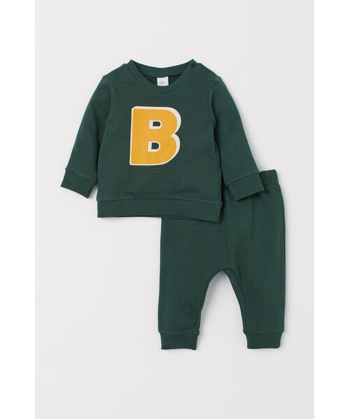 H&M(エイチ・アンド・エム)の「H&M - スウェット2アイテムセット - グリーン(カーディガン/ボレロ・グリーン・70/75)」の1枚目の写真