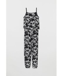 H&M | H&M - パターンオールインワン - ブラック(つなぎ/オールインワン)
