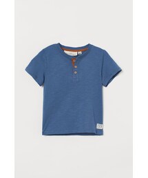 H&M（エイチ・アンド・エム）の「H&M - 半袖ヘンリーネックシャツ - ブルー（シャツ/ブラウス・キッズ）」