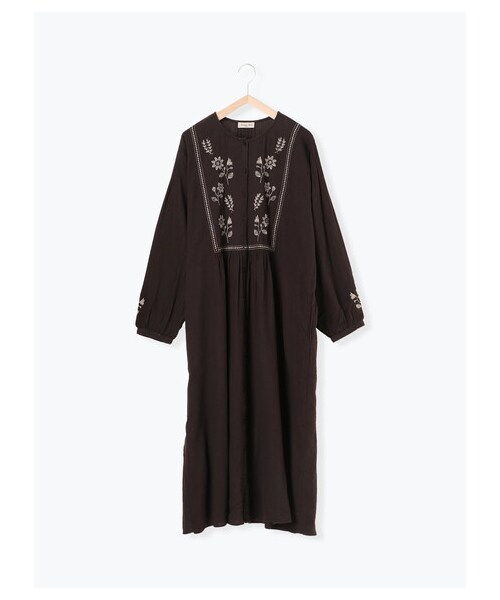 sm2 ★昨季新品★お袖＆胸元刺繍レースの可愛い*ボリュウム袖*切り替えワンピース*ブラック Samansa Mos2 ワンピース 「WEB限定」胸元レースワンピース : ZOZOTOWN