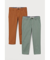 H&M（エイチ・アンド・エム）の「H&M - コットンチノパンツ 2本セット - グリーン（その他パンツ・キッズ）」