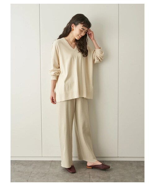 AMERICAN HOLIC（アメリカンホリック）の「総針ニットワイドパンツ（パンツ・チャコールグレー/ライトベージュ・M/L）」の7枚目の写真